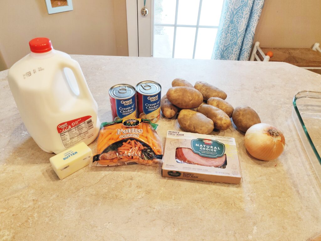 Scalloped Potato, Ham, and Carrot Casserole