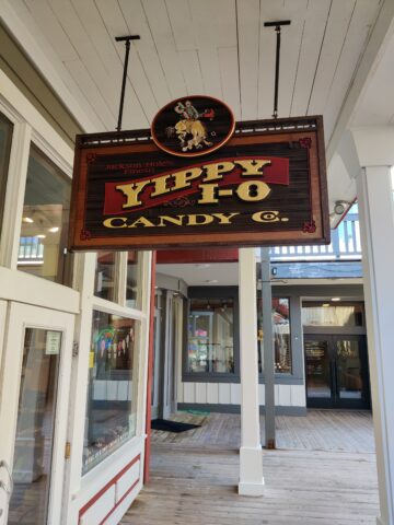 The main entrance to the Yippy I-O Candy Co.