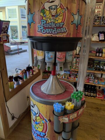 The Pucker Powder machine in the Yippy I-O Candy Co.