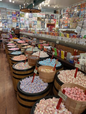 Lots of flavors of taffy inside Yippy I-O Candy Co.