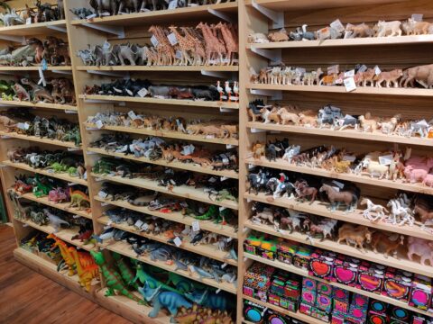 Lots of plastic animals to choose from inside Teton Toys.