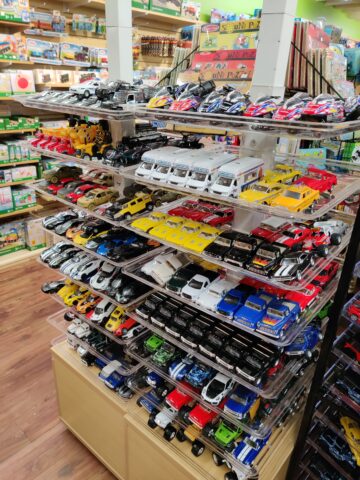 Lots of model cars inside Teton Toys.