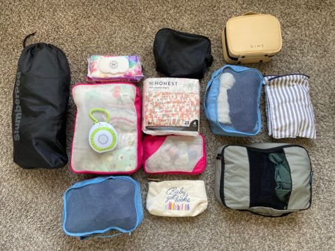 Packing cubes for packing and flying with children